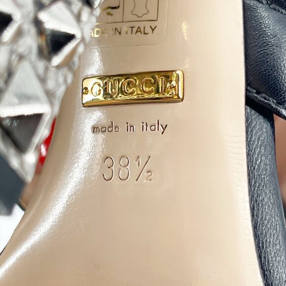 Gucci Black Quilted Leather Webby Snake-heel Mule Sandal Slide size EU 38.5 - Picture 11 of 13